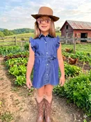 Girls' Denim Ruffle Sleeve Dress | Style GMA-2062