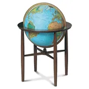Austin Globe Floor Free Standing World Globe Blue Ocean, Raised-Relief