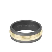 14k Matte Gold Core Knife Edge Outside with Tungsten Raw Carbide Smooth Matte Inside Ring