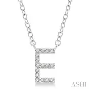 10K White Gold 0.05ctw Diamond Letter "E" Necklace
