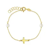 14k Polished Cross Toddler Bracelet