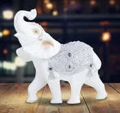 7" W Silver White Thai Elephant Trunk Up Figurine — CityTrenz Boutique