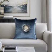 Agate Navy Velvet Pillow