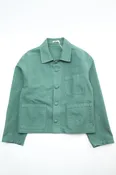 Auralee Garment-Dyed Organic Cotton Heavy Twill Short Work Jacket - Forest Green