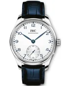 IWC Portugieser Automatic Silver Dial Blue Leather Strap Men's Watch IW358304