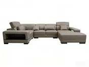 S1013 4pc. U shape Sectional Leather Sofa Set with side table and bookshelf — Stendmar