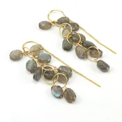 14k Gold Fill Labradorite Clusters Threader Earrings