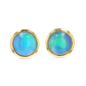 14K Yellow Gold Natural Opal Stud Earrings