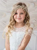Beaded Wire Headpiece with Satin Tie Back