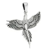 925 Sterling Silver Phoenix Necklace Bird Falcon Hawk Raven Pendant