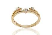 14K Yellow Gold And Diamond Double Row Ring