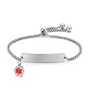 Custom Laser Engraving Stainless Steel Adjustable Wristband Medical Alert ID Bracelet
