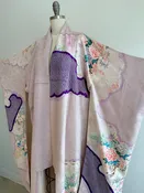 Vintage Purple Kimono with Floral Scene — Miranda's Vintage Bridal