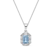 Baguette-Cut Swiss Blue Topaz & White Lab-Created Sapphire Necklace Sterling Silver 18"
