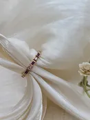 10K Rose Gold Stackable Amethysts & Diamonds Gemstone Ring