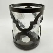 2pc Black/Clear Metal/Glass Candleholder
