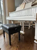 Adjustable Height Artist Piano Bench in Black Leather with spaded leg