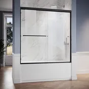 SUNNY SHOWER 1/4 inch Bathtub Shower Door & Double Sliding Door for tub, Black Finish / Brushed Nickel Finish / Chrome Finish