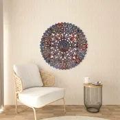 30" Round Lattice Carved Solid Wood Wall Panel