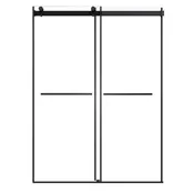 Belizzi By Pass Frameless Exposed Roller Shower Door in Matte Black with Clear Glass