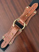 Claiborne Belt in Brown Faux Croc with Black Strap