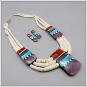 3 Inlaid Plack Necklace by Delbert Crespin