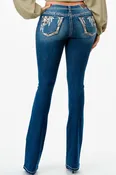 Bootcut Low Rise Jeans with Embellished Pockets