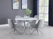 Abby 5-piece Dining Set White and Light Grey — Furniture Mattress Depot