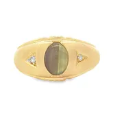 14K Gold Black Star Sapphire Diamond Men's Ring