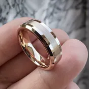 6 mm 18 kt Plated Rose Gold Tungsten - Mens Wedding Bands - RG014C-6
