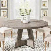 47-inch ronde eettafel voor 4, van hout, in boerderijstijl