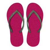 Women's Sustainable Flip Flops Fuchsia with Army Green Straps