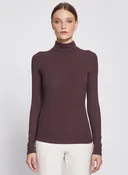 2x1 Fine Rib Long Sleeve Turtleneck in Espresso