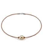 Golden Baroque Pearl Leather Necklace - Various Sizes