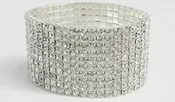 10 Line SILVER Clear Rhinestone Formal Stretch Bracelet ( 1057 SCRY )