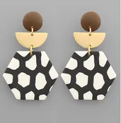 Abstract Print Hexagon Earrings