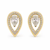 1.11 Ct Total Pear Cut Lab Grown Diamond Earrings — IGI Certified E–F/VVS–VS, 14K Yellow Gold