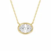 1.00ct Oval Brilliant Cut Lab-Grown Bezel Set 14k Yellow Gold Solitaire Pendant