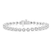10 Ctw 3 Prong Round Cut Diamond Tennis Bracelet in 14K White Gold