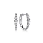 14K White Gold Gabriel & Co. Small Oval Hoop Earrings with Buttercup Set Diamond