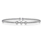 14K White Gold Bujukan Bead and Hexagon Cluster Diamond Bangle BG4117-62W45JJ