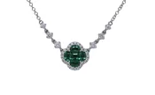 18K White Gold Emerald and Diamond Necklace