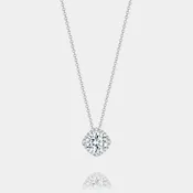 18K White Gold Round Diamond Pendant Necklace