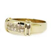 14 Karat Yellow Gold Ring Band with Diamonds in Invisible Setting