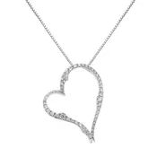 14K White Gold Prong Set Diamond Heart Pendant Necklace (0.35 ct. tw.)