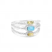 Boho Stack Ring - Larimar & AMI Sand