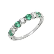 Alternating Emerald and Diamond Ring