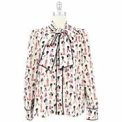 Alice + Olivia Top — White with lady pattern — Size M