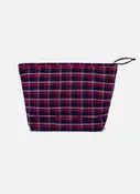 ALEXANDRA PLAID - Navy Quilted Pouch Large