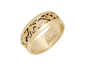 Dark Floral Scroll Pattern Gold Ring